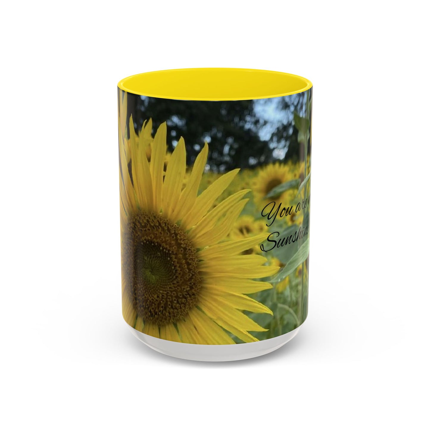 Sunflower Accent Coffee Mug - You Are My Sunshine, Gift for Flower Lovers, Coffee Lovers, Home Decor, Inspirational Mug, Floral Gifts