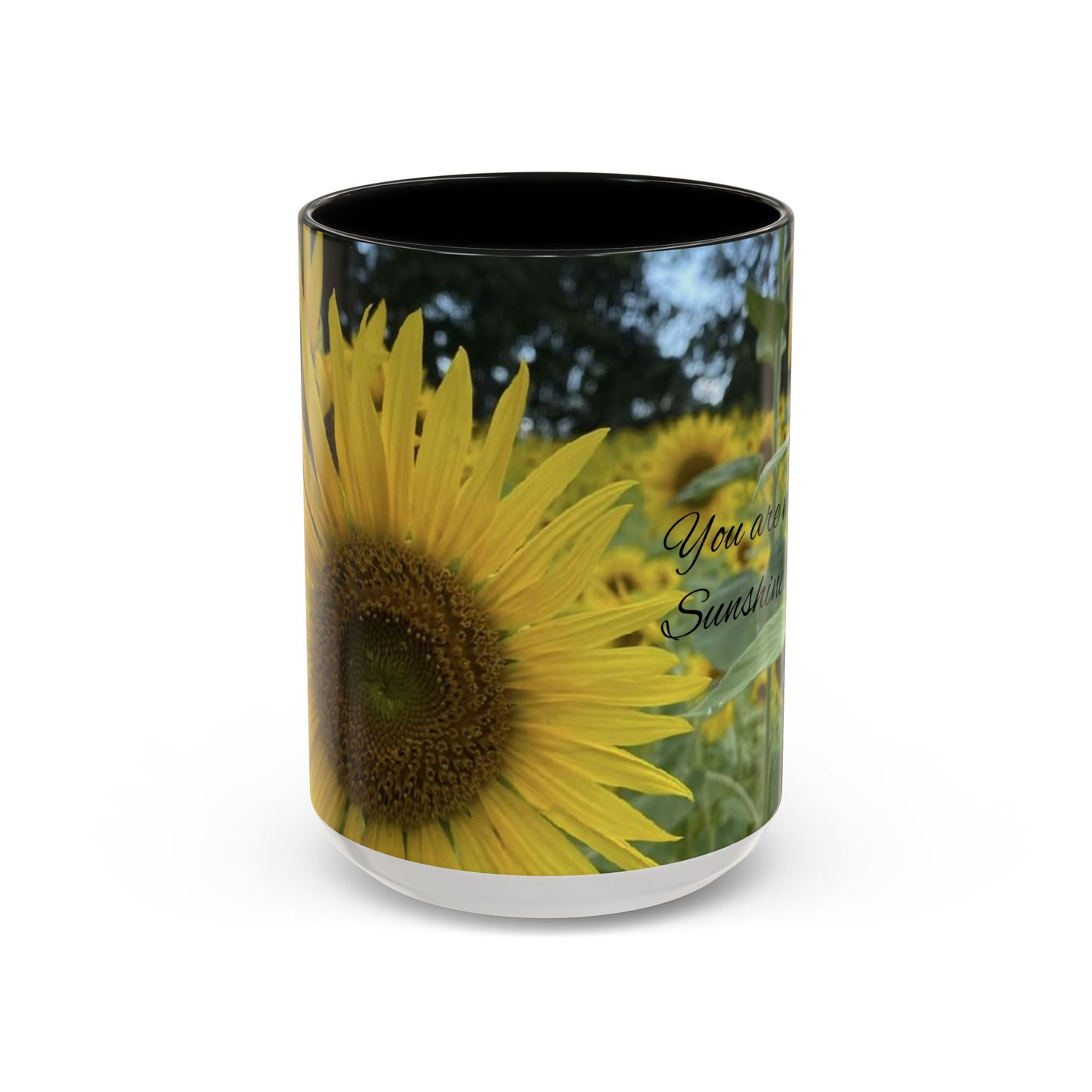 Sunflower Accent Coffee Mug - You Are My Sunshine, Gift for Flower Lovers, Coffee Lovers, Home Decor, Inspirational Mug, Floral Gifts