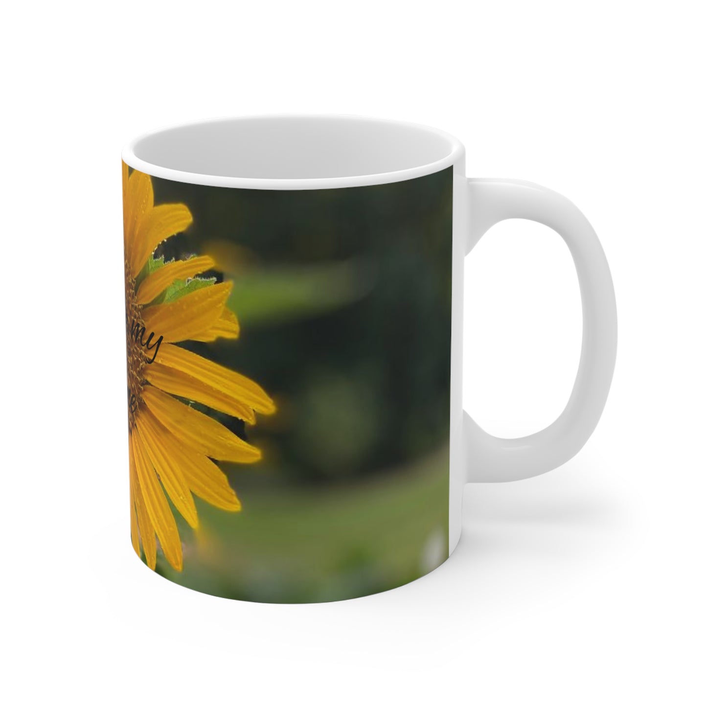 Sunshine Mug with Flower Design, Gratitude Coffee Cup, Gift for Mom, Teacher Appreciation, Bright Morning Beverage, Inspirational Home Decor
