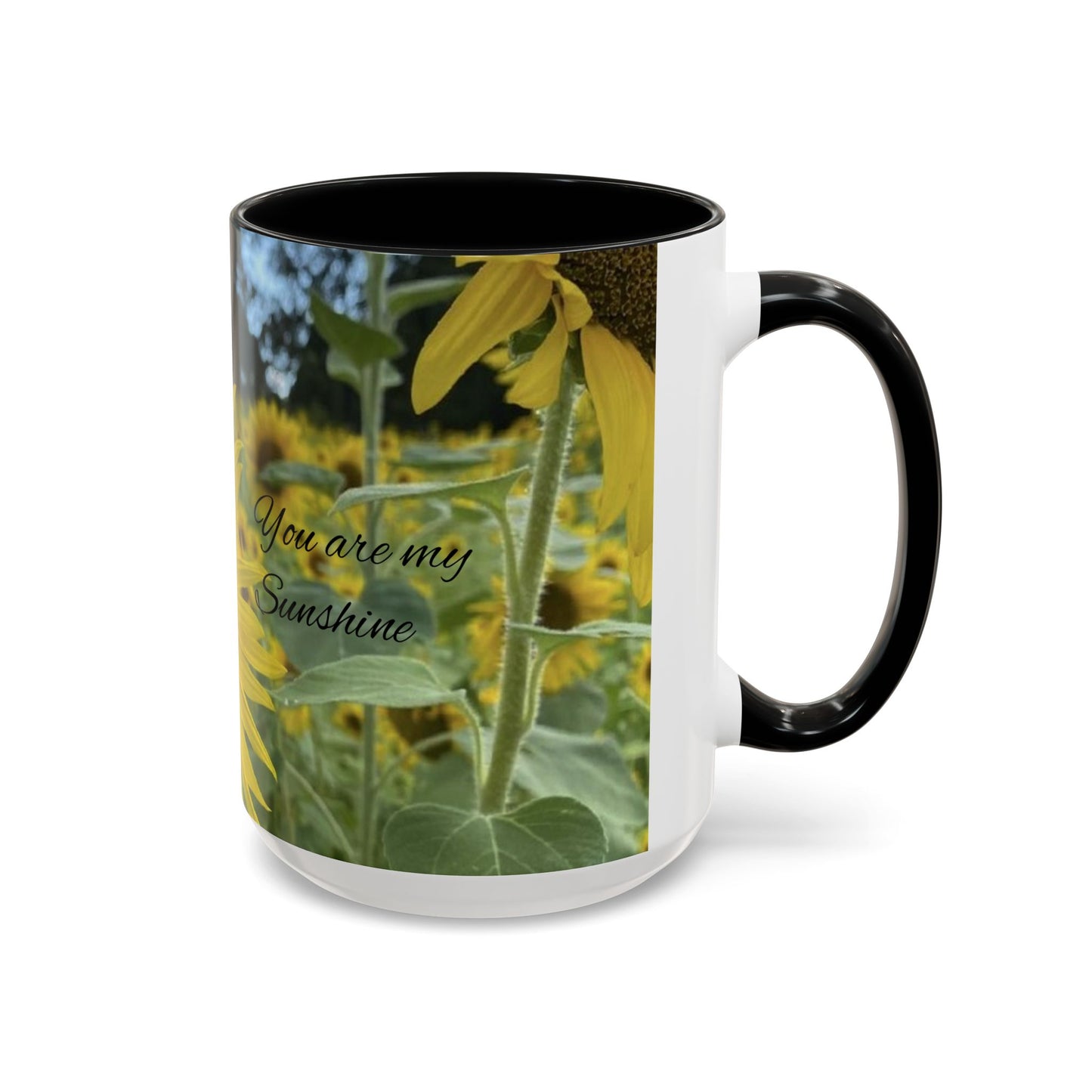 Sunflower Accent Coffee Mug - You Are My Sunshine, Gift for Flower Lovers, Coffee Lovers, Home Decor, Inspirational Mug, Floral Gifts