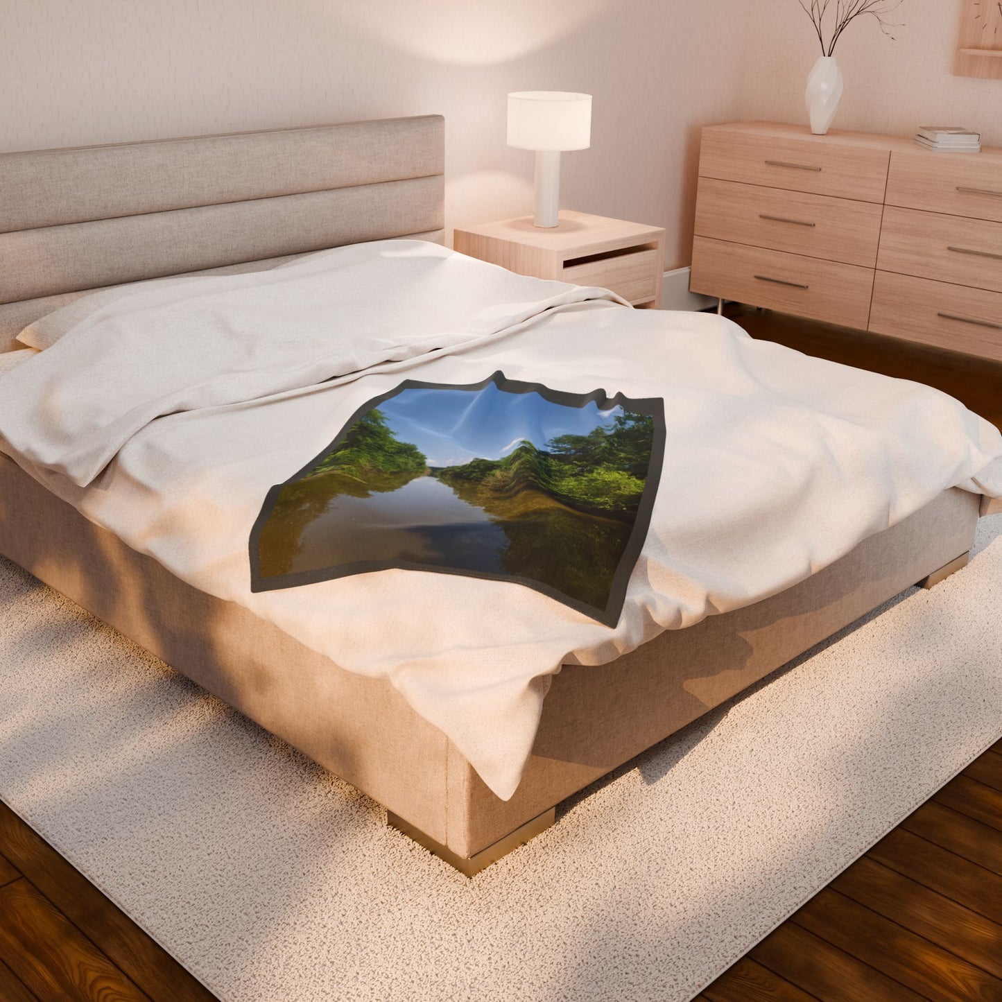 Nature-Inspired Velveteen Plush Blanket - Cozy Home Decor, Soft Gift, Outdoor Enthusiast, Meditation, Nature Lover, Relaxation