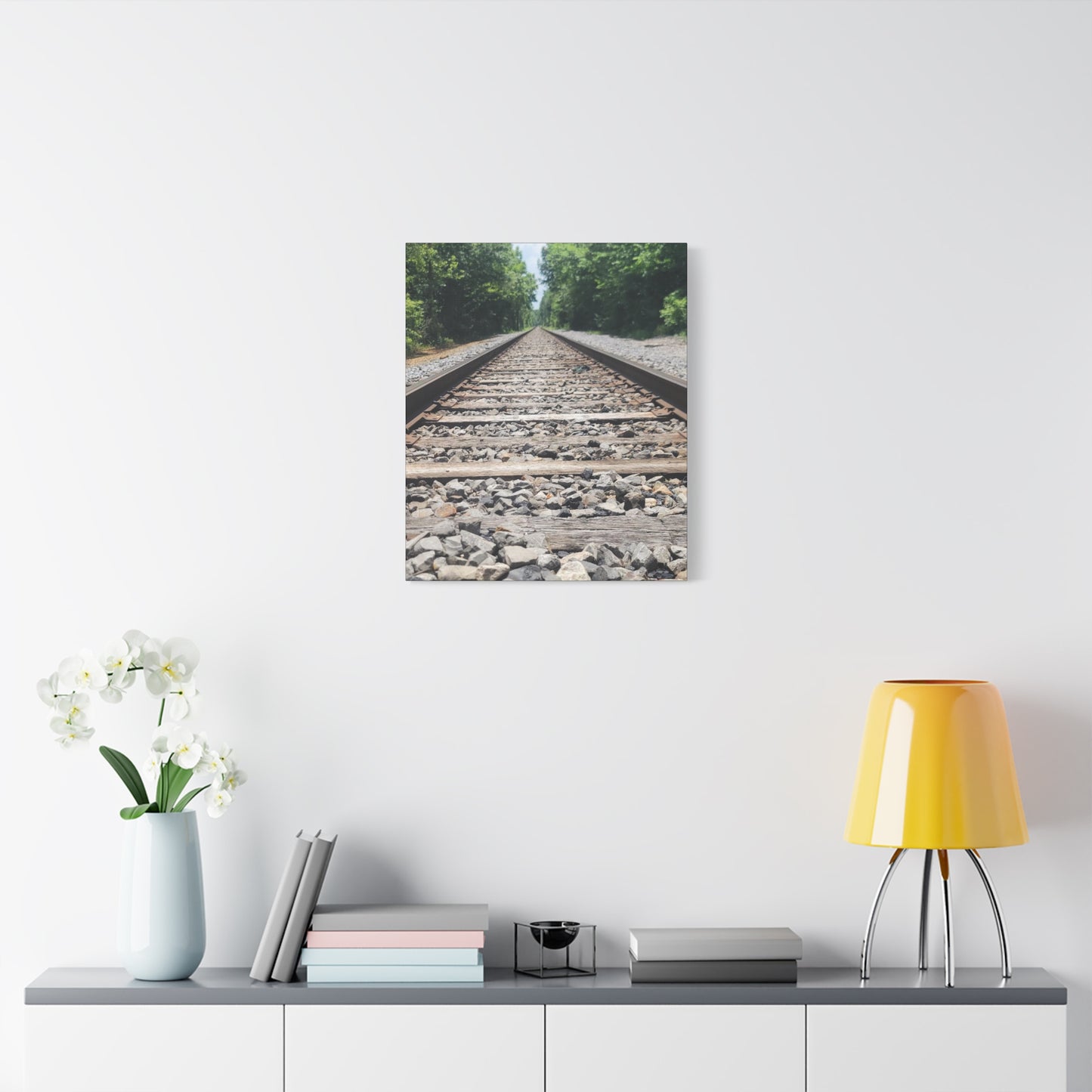 Tranquil Railway Matte Canvas Art, Perfect Gift for Nature Lovers, Home Decor, Wall Art, Inspirational Artwork, Train Track Design