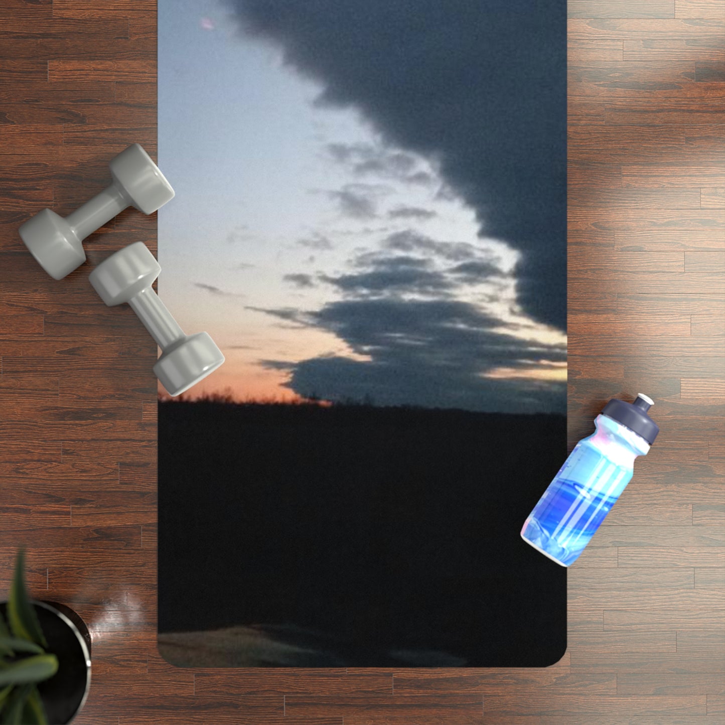 Sunset Relax Rubber Yoga Mat, Non-Slip Fitness Mat, Exercise Mat, Yoga Accessories, Mindfulness Gift, Home Workout Equipment