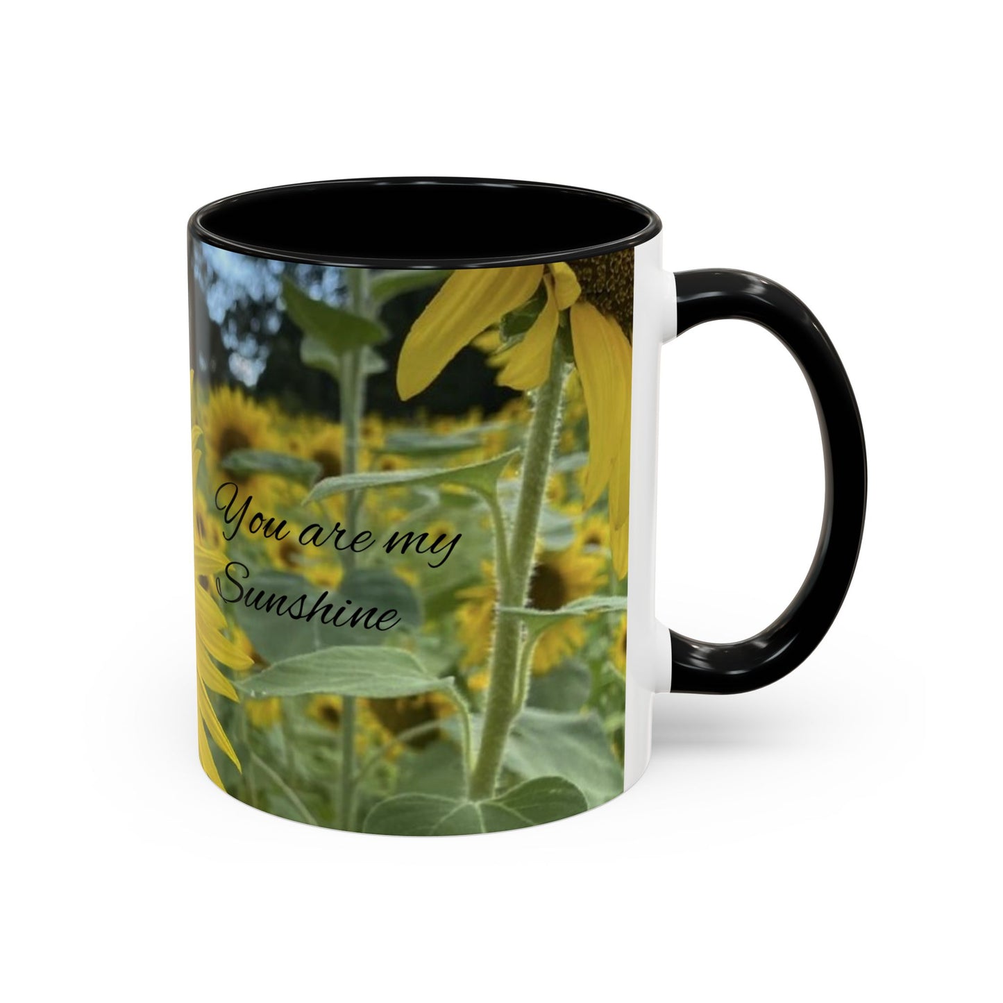 Sunflower Accent Coffee Mug - You Are My Sunshine, Gift for Flower Lovers, Coffee Lovers, Home Decor, Inspirational Mug, Floral Gifts