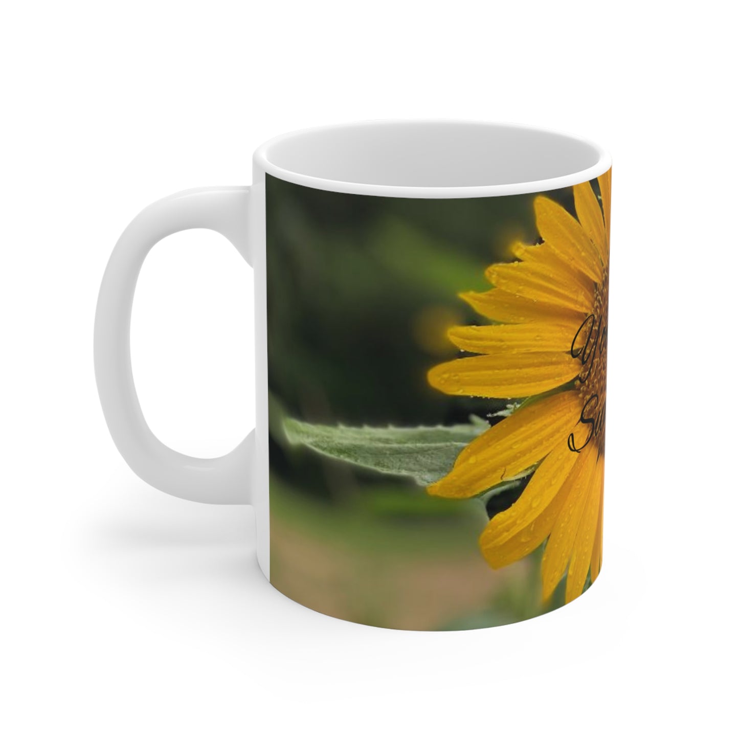 Sunshine Mug with Flower Design, Gratitude Coffee Cup, Gift for Mom, Teacher Appreciation, Bright Morning Beverage, Inspirational Home Decor