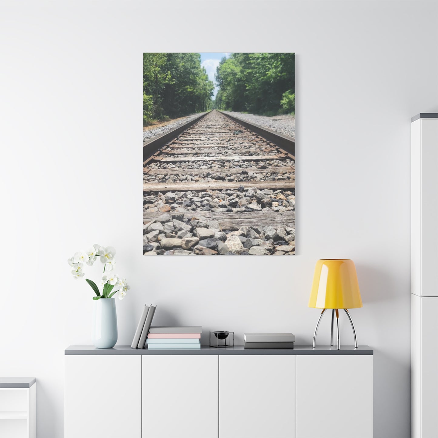 Tranquil Railway Matte Canvas Art, Perfect Gift for Nature Lovers, Home Decor, Wall Art, Inspirational Artwork, Train Track Design