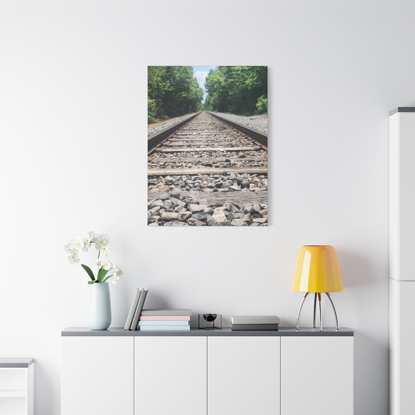 Tranquil Railway Matte Canvas Art, Perfect Gift for Nature Lovers, Home Decor, Wall Art, Inspirational Artwork, Train Track Design