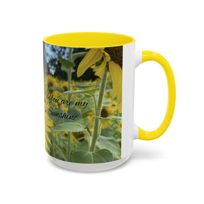 Sunflower Accent Coffee Mug - You Are My Sunshine, Gift for Flower Lovers, Coffee Lovers, Home Decor, Inspirational Mug, Floral Gifts