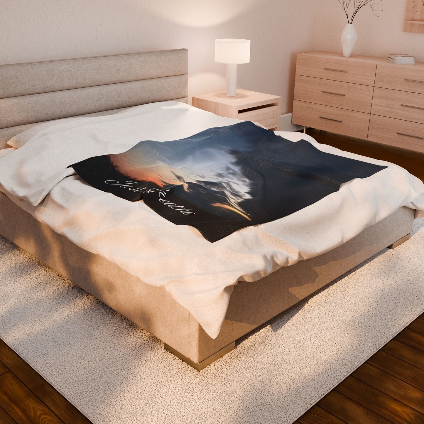 Cozy Sunset Velveteen Plush Blanket for Home Decor, Gifts, Cozy Nights, Meditation, Beach Days