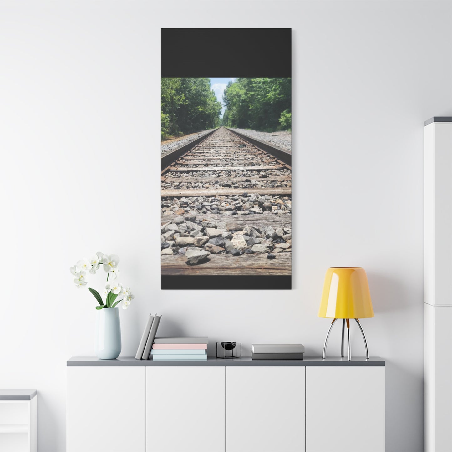 Tranquil Railway Matte Canvas Art, Perfect Gift for Nature Lovers, Home Decor, Wall Art, Inspirational Artwork, Train Track Design