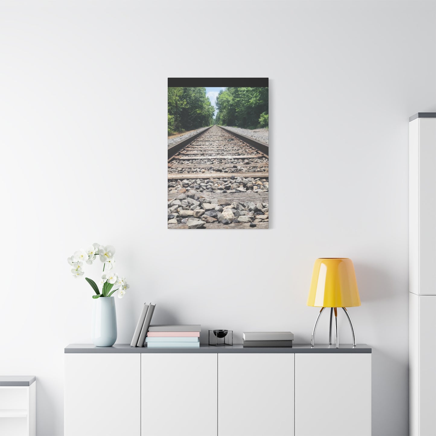 Tranquil Railway Matte Canvas Art, Perfect Gift for Nature Lovers, Home Decor, Wall Art, Inspirational Artwork, Train Track Design