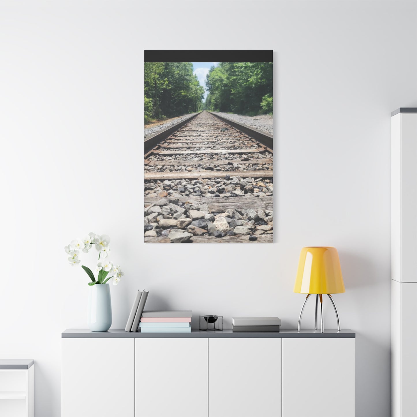 Tranquil Railway Matte Canvas Art, Perfect Gift for Nature Lovers, Home Decor, Wall Art, Inspirational Artwork, Train Track Design