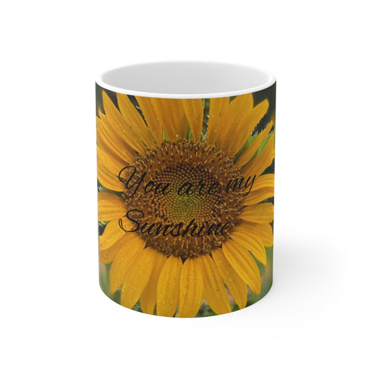 Sunshine Mug with Flower Design, Gratitude Coffee Cup, Gift for Mom, Teacher Appreciation, Bright Morning Beverage, Inspirational Home Decor