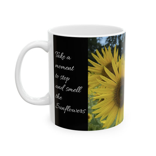 Sunflower Meditation Ceramic Mug - Inspirational Gift for Nature Lovers, Coffee Lovers, Home Decor, Mother's Day, Birthday, any occasion