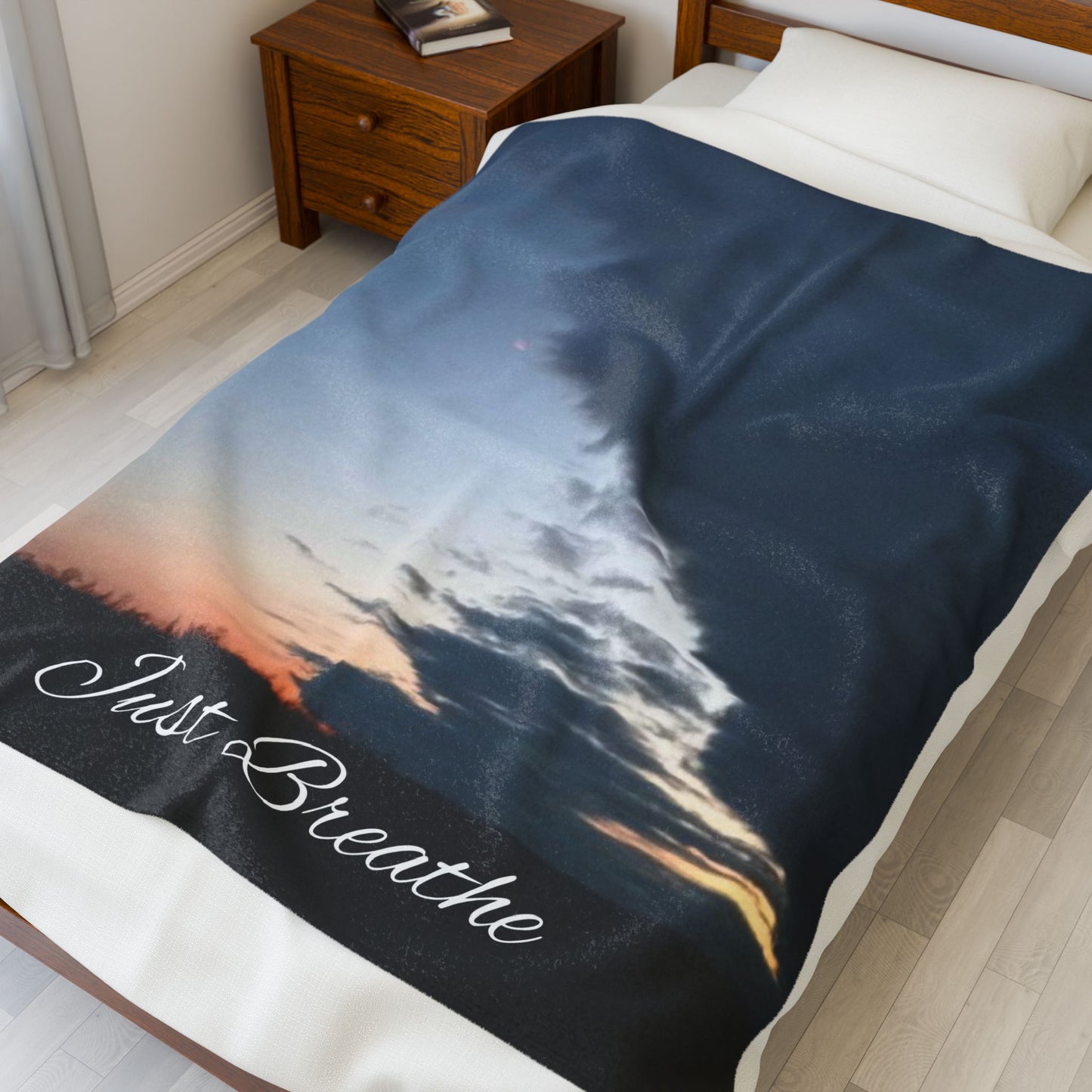 Cozy Sunset Velveteen Plush Blanket for Home Decor, Gifts, Cozy Nights, Meditation, Beach Days