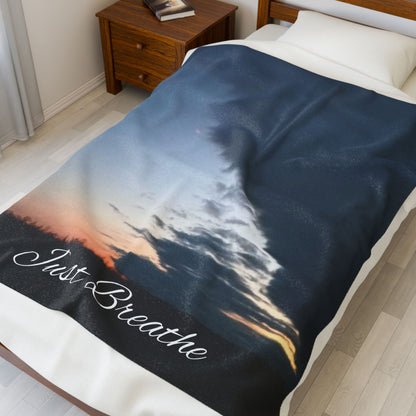 Cozy Sunset Velveteen Plush Blanket for Home Decor, Gifts, Cozy Nights, Meditation, Beach Days