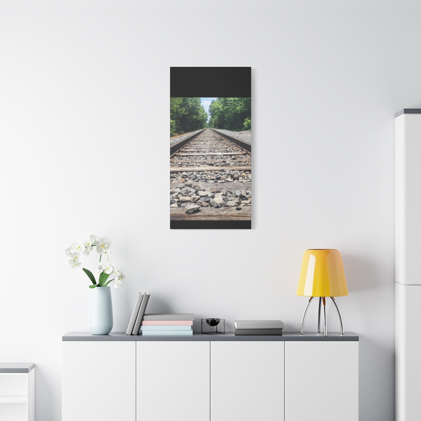 Tranquil Railway Matte Canvas Art, Perfect Gift for Nature Lovers, Home Decor, Wall Art, Inspirational Artwork, Train Track Design