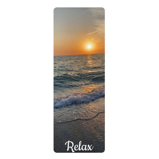 Relaxing Rubber Yoga Mat for Home & Studio, Eco-Friendly Exercise Mat, Perfect Gift for Yoga Lovers, Meditation, Pilates, Beach Vibes