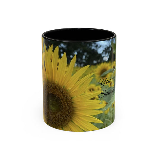 Sunflower Accent Coffee Mug - You Are My Sunshine, Gift for Flower Lovers, Coffee Lovers, Home Decor, Inspirational Mug, Floral Gifts
