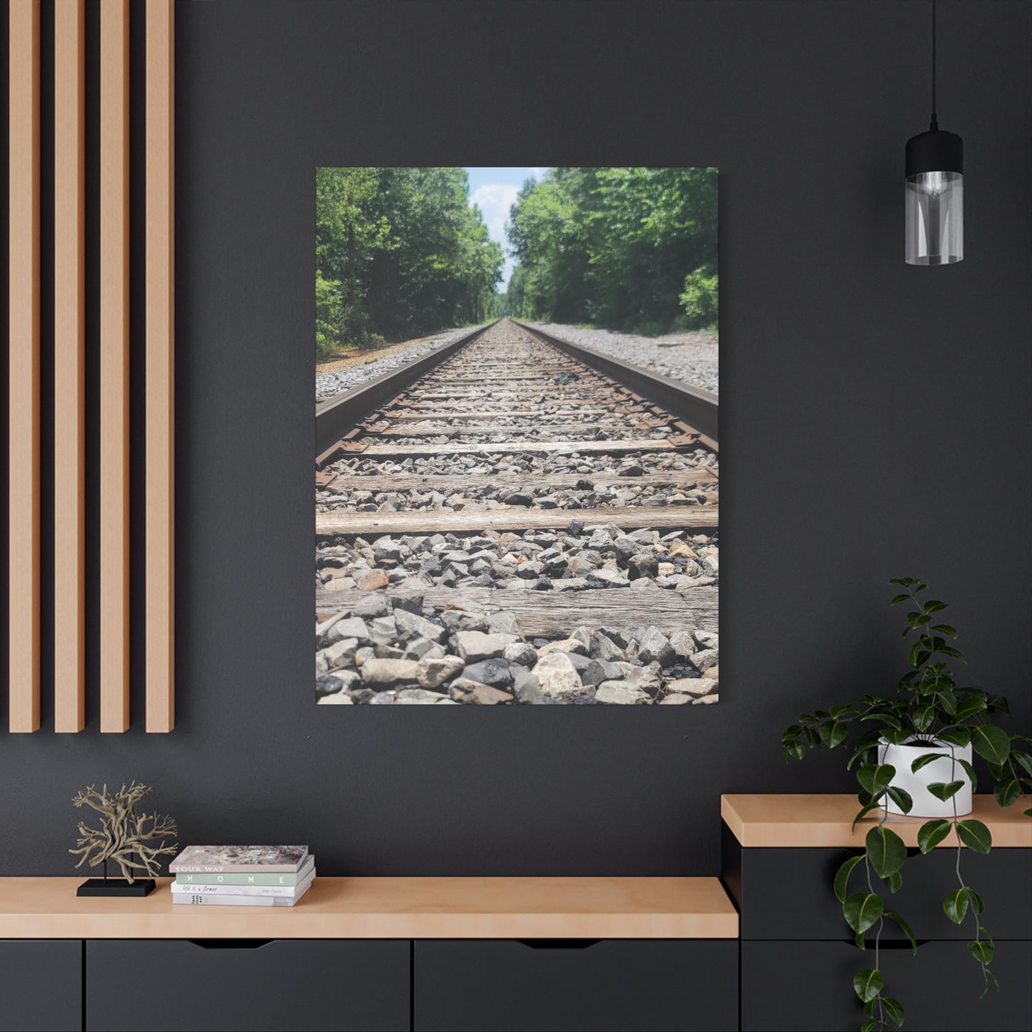 Tranquil Railway Matte Canvas Art, Perfect Gift for Nature Lovers, Home Decor, Wall Art, Inspirational Artwork, Train Track Design