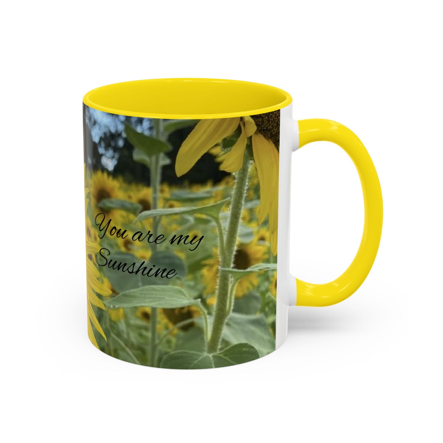 Sunflower Accent Coffee Mug - You Are My Sunshine, Gift for Flower Lovers, Coffee Lovers, Home Decor, Inspirational Mug, Floral Gifts