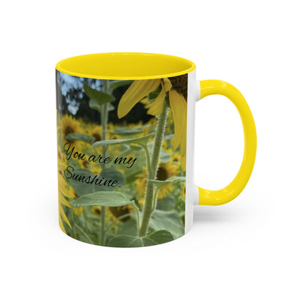 Sunflower Accent Coffee Mug - You Are My Sunshine, Gift for Flower Lovers, Coffee Lovers, Home Decor, Inspirational Mug, Floral Gifts