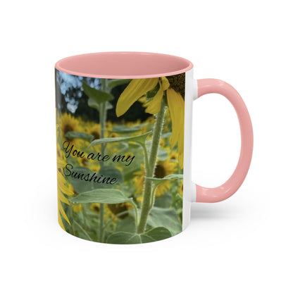 Sunflower Accent Coffee Mug - You Are My Sunshine, Gift for Flower Lovers, Coffee Lovers, Home Decor, Inspirational Mug, Floral Gifts