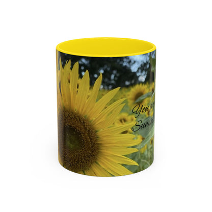 Sunflower Accent Coffee Mug - You Are My Sunshine, Gift for Flower Lovers, Coffee Lovers, Home Decor, Inspirational Mug, Floral Gifts