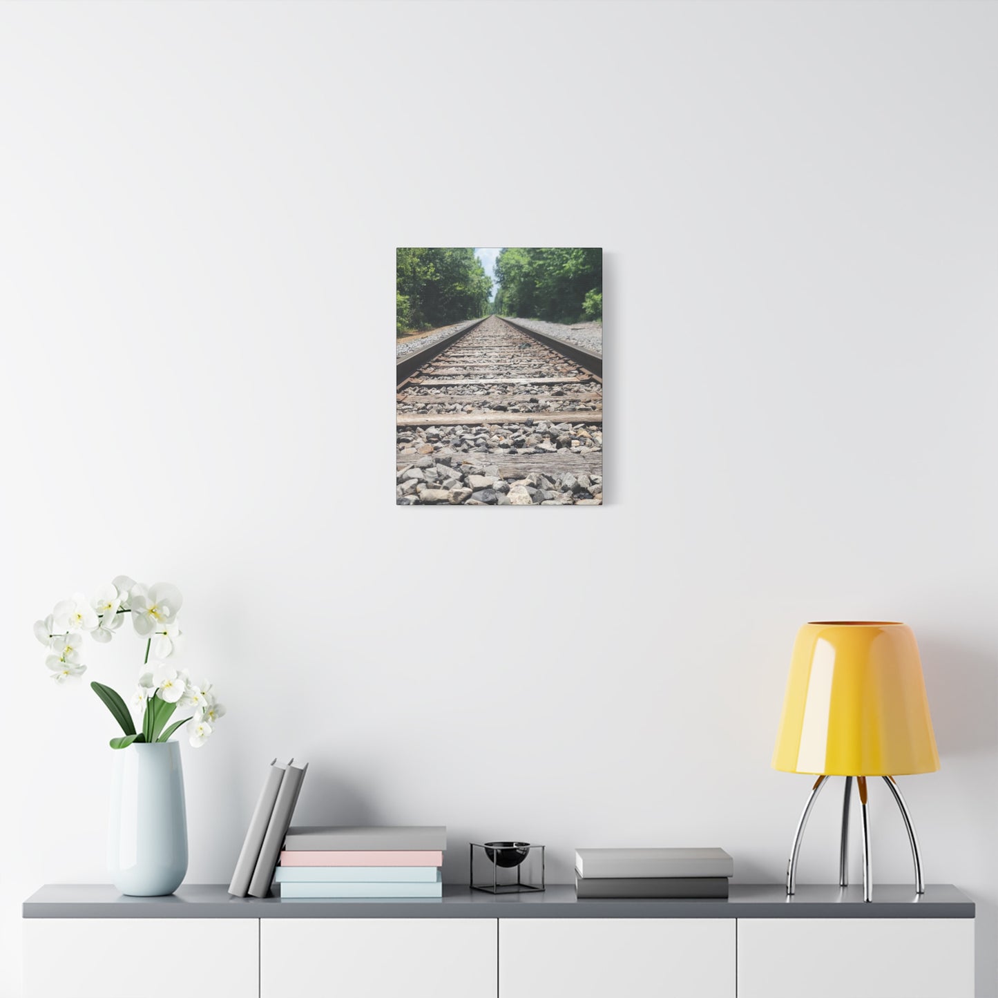 Tranquil Railway Matte Canvas Art, Perfect Gift for Nature Lovers, Home Decor, Wall Art, Inspirational Artwork, Train Track Design